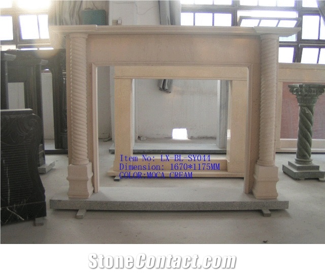 Moca Cream Limestone Fireplace Mantel