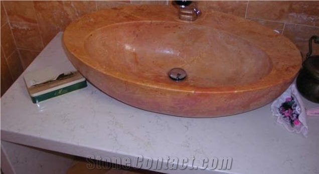 Red Travertine Basin