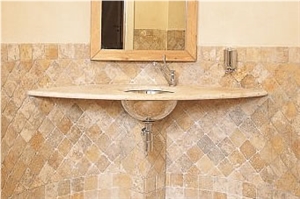 Gold Travertine Bathroom Design, Golden Siena Yellow Travertine