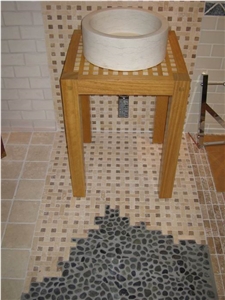 Marble Washbasin, Travertine Mosaic Marble Washbasin, Travertine Mosaic