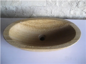 Beige Travertine Oval Sink