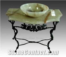 Light Green Onyx Vanity Top with Sink