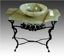Light Green Onyx Vanity Top with Sink