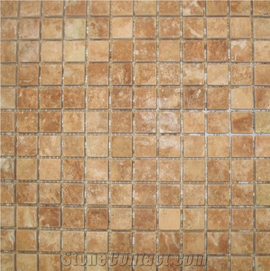 Red Travertine Tumbled Mosaic