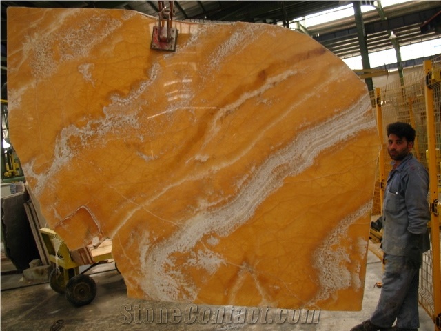 Orange Onyx Slab, Iran Yellow Onyx