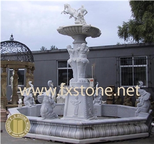 Carved Marble Garden Fountain, Carved Stone Garden