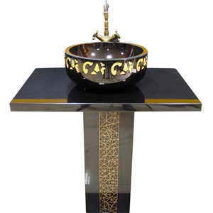 Black Stone Vanity Top, Basin FVT-010 Black Stone Vanity Top, Basin FVT-010
