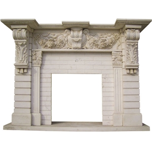 Beige Limestone Fireplace Fm-003