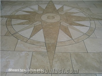 Compass Travertine Mosaic Medllion
