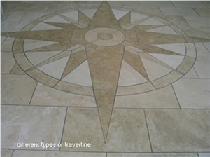 Compass Travertine Mosaic Medllion