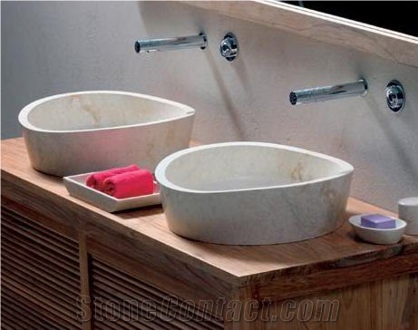 Honed Beige Marble Basin