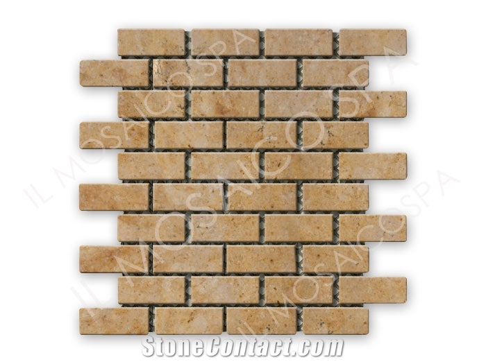 Giallo Provenza Limestone Tumbled Mosaic, Yellow Limestone