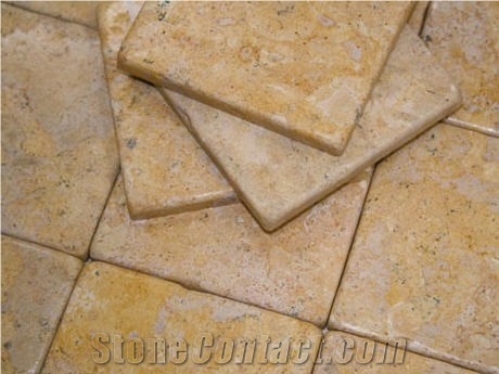 Giallo Provenza Limestone Tumbled Tiles, Morocco Yellow Limestone