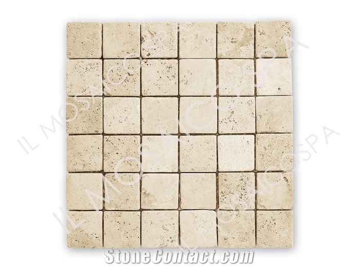 Travertine Chiaro Tumbled Mosaic