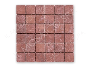 Travertino Rosso Tumbled Mosaic