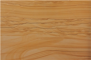 Scenery Sandstone Slabs & Tiles, China Yellow Sandstone