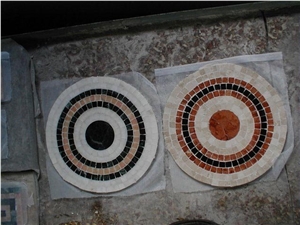 Travertine Rosette Mosaic Medallion