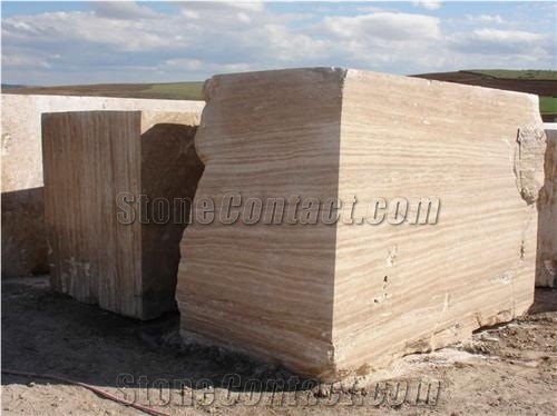 Gold Travertine Block, Turkey Yellow Travertine