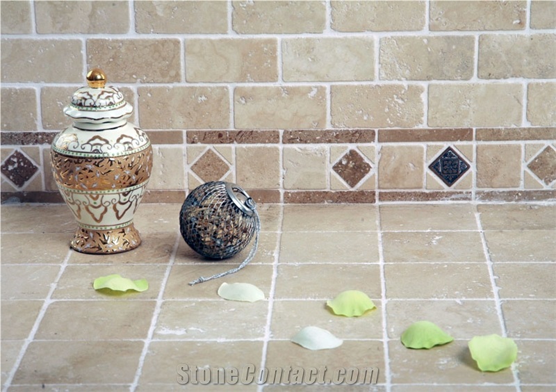 Tumbled Ivory Cream Travertine Pattern Wall Tile&Floor Tile