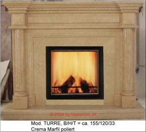 Turre Fireplace - Crema Marfil Polished Turre Fireplace - Crema Marfil Polished