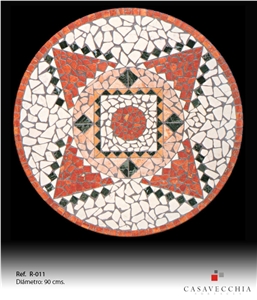 Rojo Travertino Red Travertine Mosaic Medallion