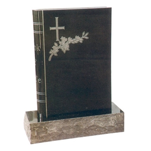 Black Granite Book Slant Monument, Headstone