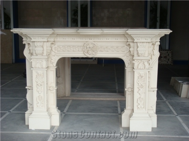 Cream Marble Fireplace Mantel