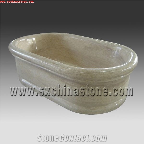 Beige Travertine Bathtub 05