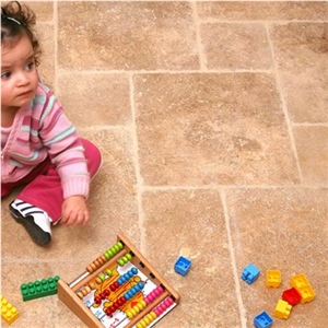 Noce Travertine Tumbled Floor Tile Pattern