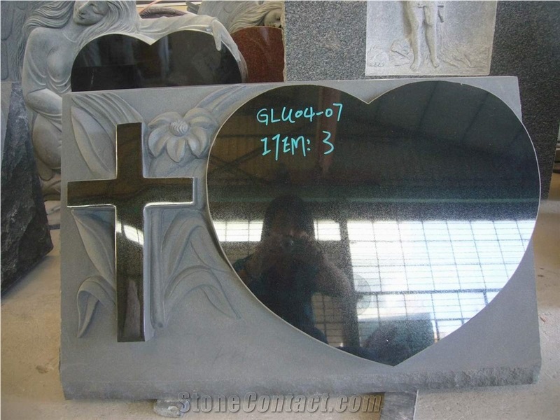 Shanxi Black Granite Heart Tombstone