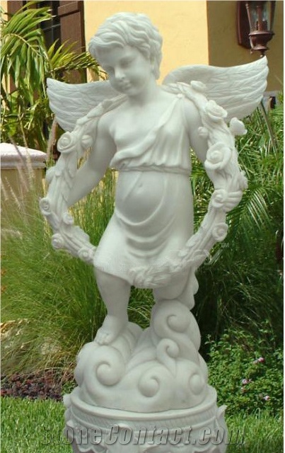 White Marble Child Status,Angel Sculpture Xds34
