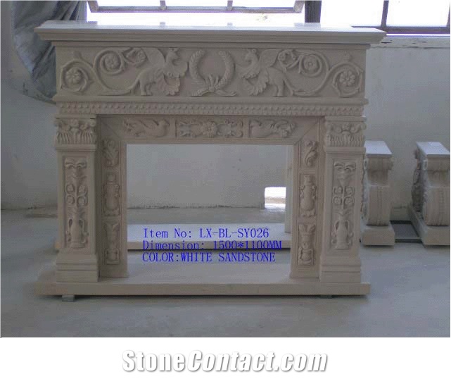 China White Sandstone Fireplace Mantel