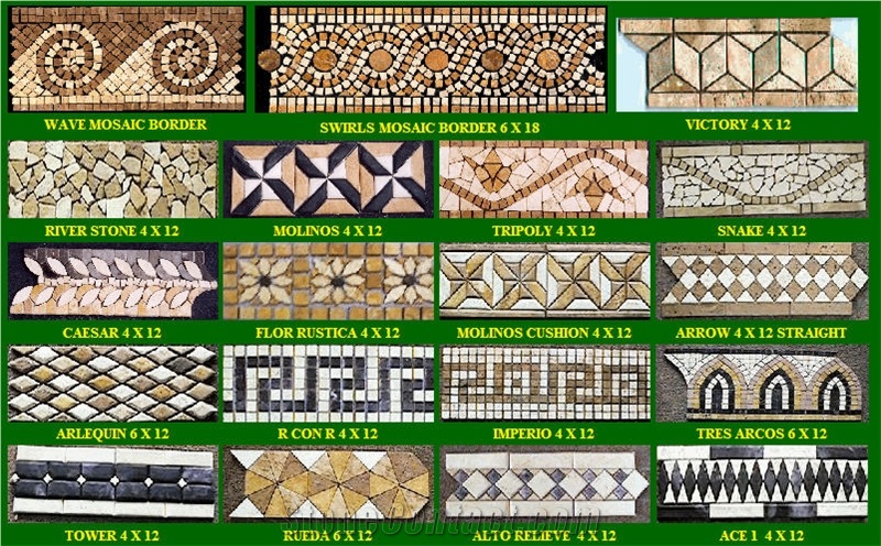 Peruvian Travertine Mosaic Border