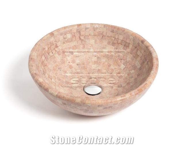 Red Travertine Mosaic Basin