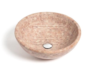 Red Travertine Mosaic Basin