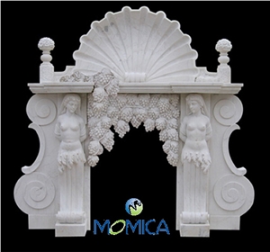 White Marble Sculptured Fireplace White Marble Sculptured Fireplace