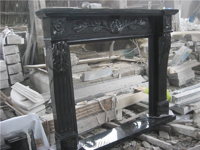 Black Granite Fireplace 001