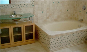 Travertine Bathroom Design, Classic Beige Travertine