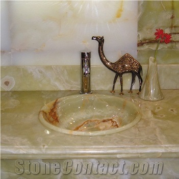 Honey Onyx Vanity Top, Basin FVF-002