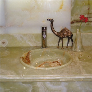 Honey Onyx Vanity Top, Basin FVF-002