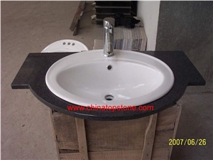 Black Grantie Bathroom Vainty Top, Black Granite Bath Tops