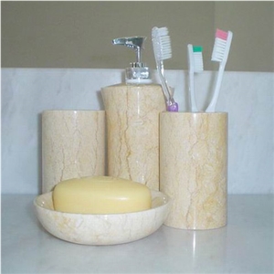 Bathroom Holder, Handkerchief Box, Bottle, Silvia Beige Marble Bathroom Holder, Handkerchief Box, Bottle, Silvia Beige Marble
