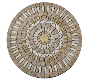 Travertine Mosaic Round Medallion