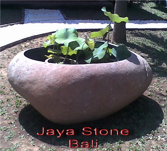 Red Travertine Flower Pots