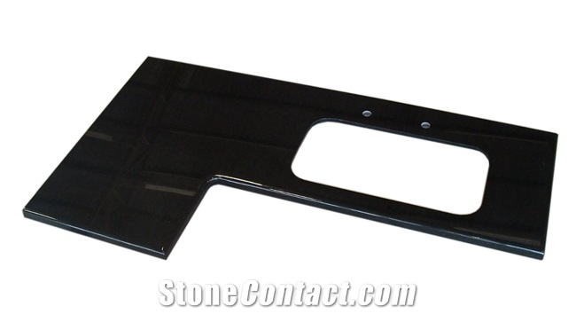L Shape Absolute Black Granite Counter Top & Vanit