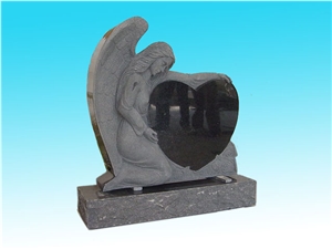 Black Granite Angel Monuments,Heart Tombstones M3 Black Granite Angel Monuments,Heart Tombstones M3