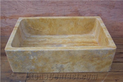 Yellow Travertine Square Basin