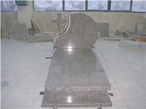 Pink Granite Monument,Cross Tombstone