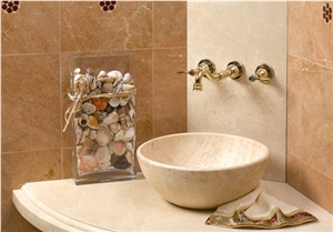 Beige Limestone Wash Basin