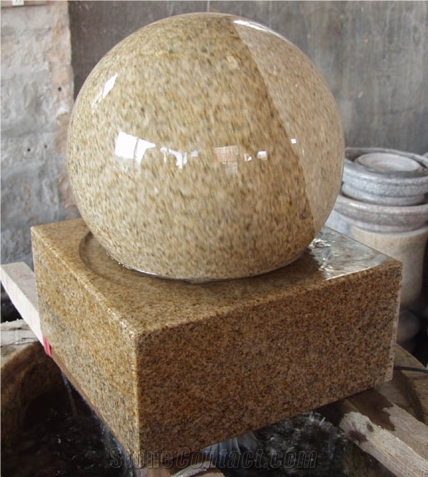 Yellow Granite Spray Pool Ball Fountain